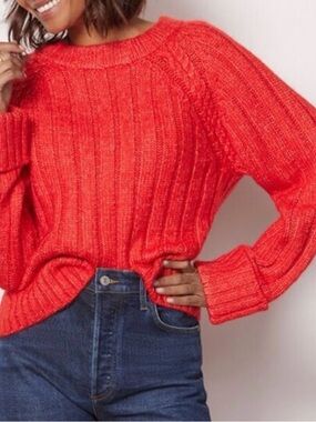 NWOT Design History Chunky Women's Red Orange Soft Ribbed Knit Sweater